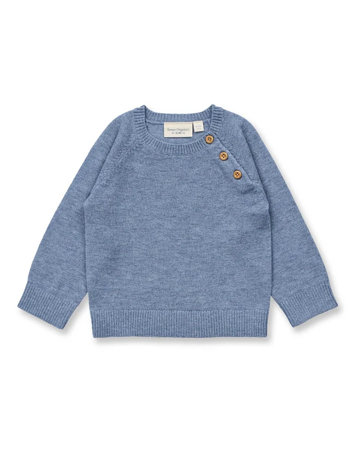 Sense Organics - Strick-Pullover "Merinowolle" denim melange