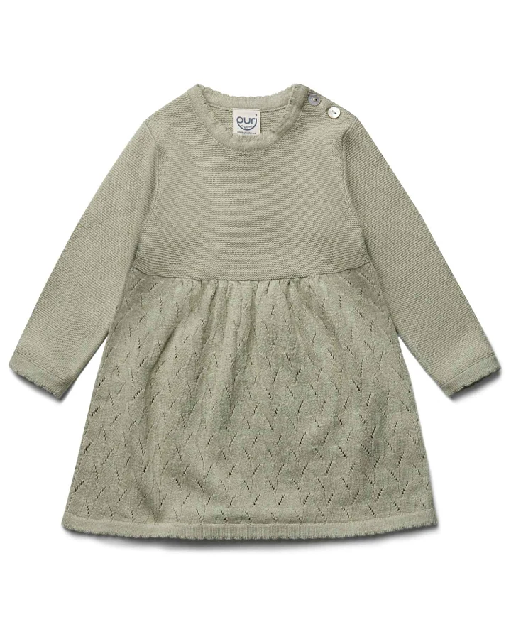puri organic - Strick-Kleid mit Seide pistazie