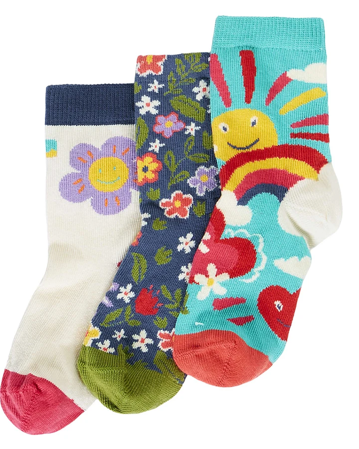 Frugi - Socken 3er-Pack "Happy Days" bunt 27-30