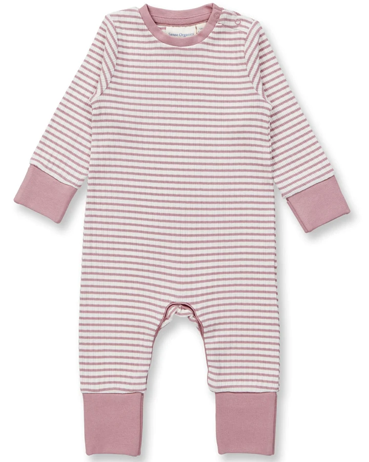 Sense Organics - Ripp-Strampler geringelt dusty rose