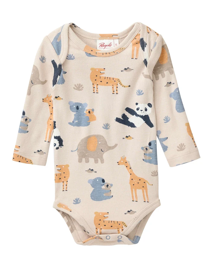 People Wear Organic - Langarmbody "Zoo" sand