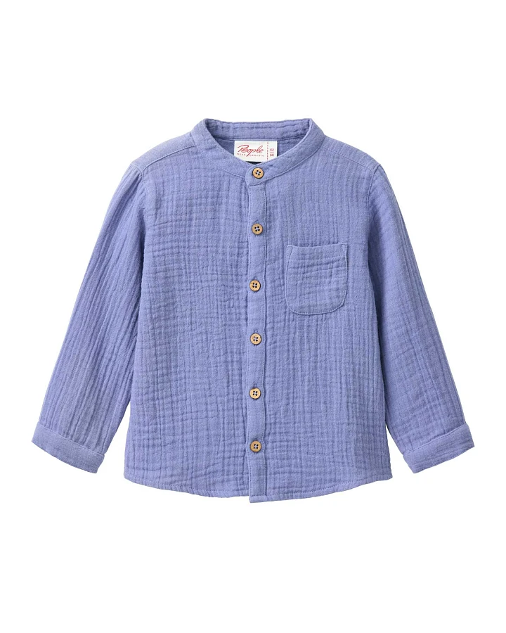 People Wear Organic - Musselin-Hemd atlantik