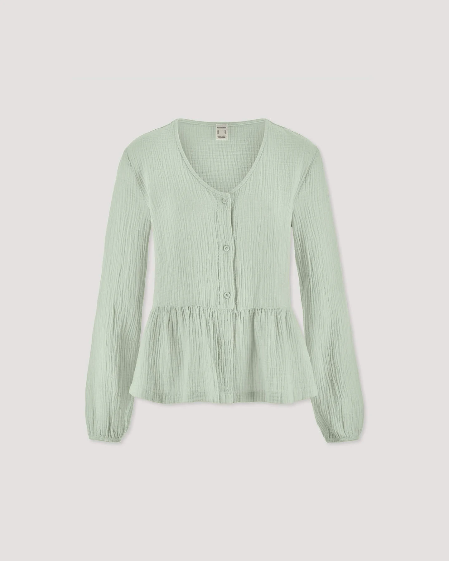 hessnatur Damen Musselin Pyjamabluse PURE COMFORT aus Bio-Baumwolle - grün - Größe 48 – Ansicht 3