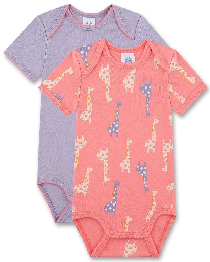 Sanetta - Kurzarmbody 2er Pack "Giraffe" lila
