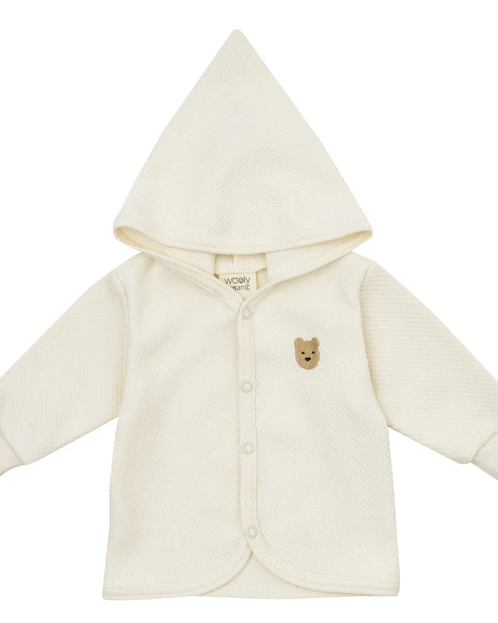 Wooly Organic - Kapuzenjacke Waffelpique ecru