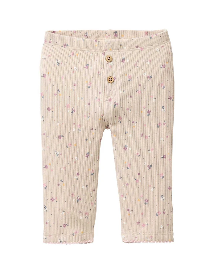People Wear Organic - Ripp-Leggings "Blümchen" mit Rüschen sand