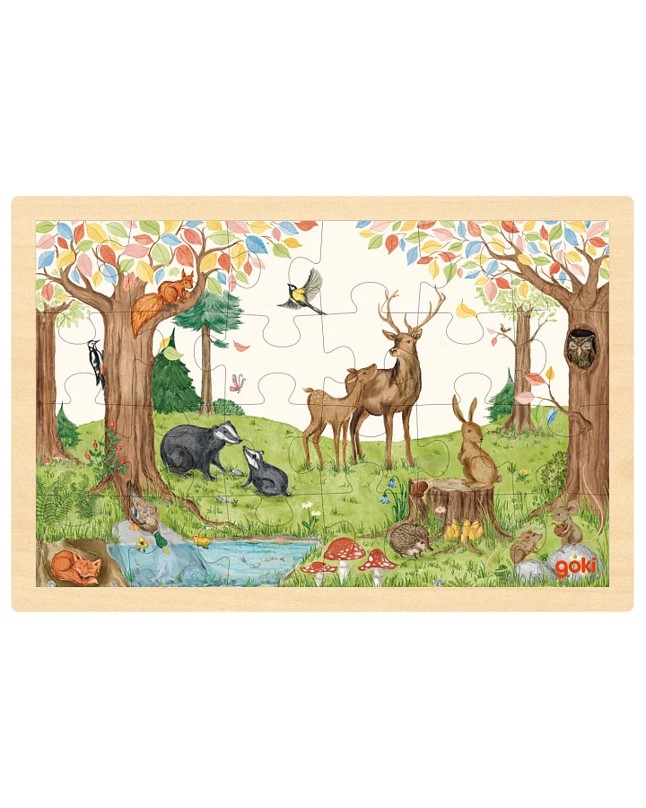 goki - Rahmenpuzzle Holz "Auf der Lichtung" , 24 Teile