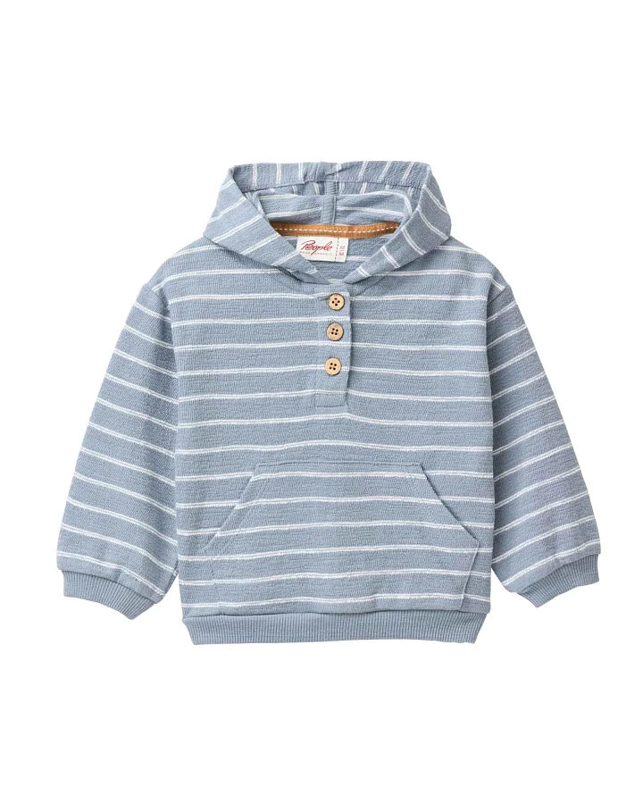 People Wear Organic - Sweat-Hoodie blaugrau geringelt