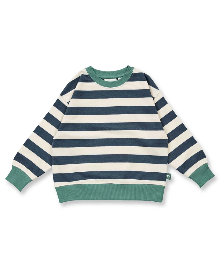 Sense Organics - Sweatshirt dunkelpetrol gestreift