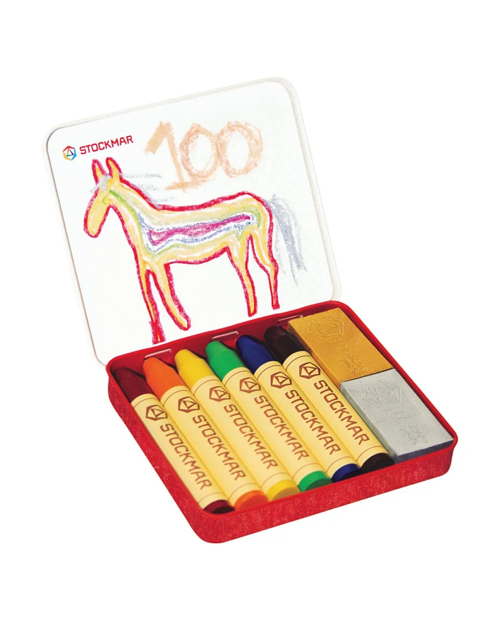 Stockmar - Wachsmalstifte "Regenbogen" 6er Set +2 Blöcke
