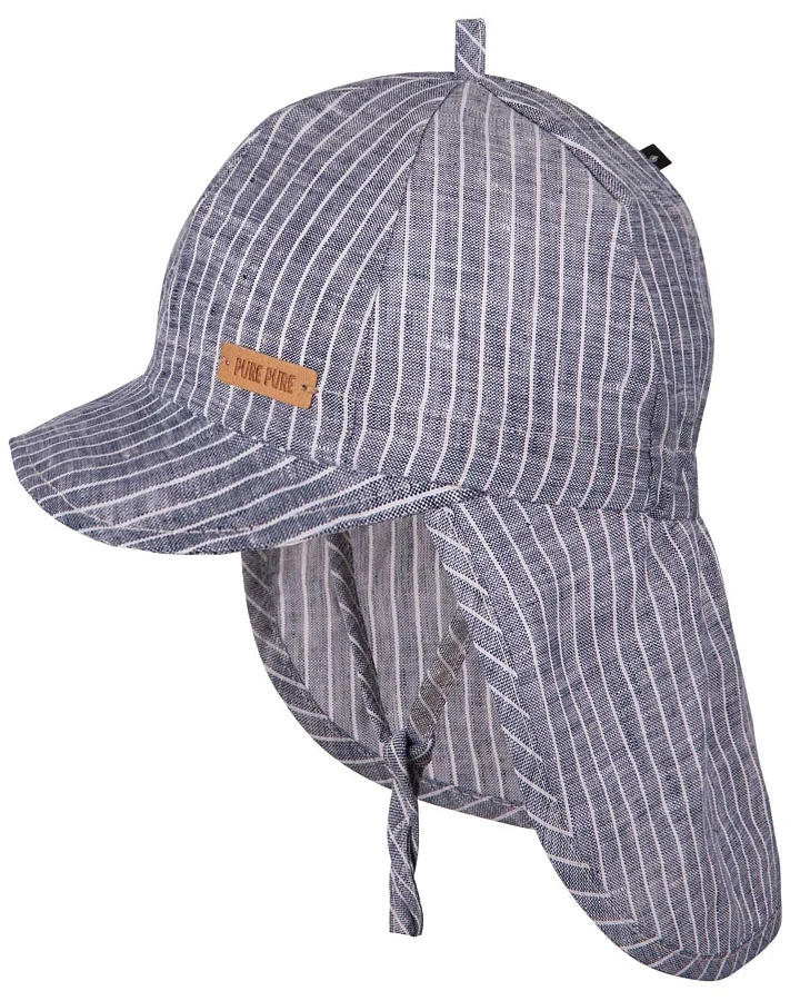 Pure Pure by Bauer - Leinen-Sonnenhut mit Schirm und Nackenschutz marine