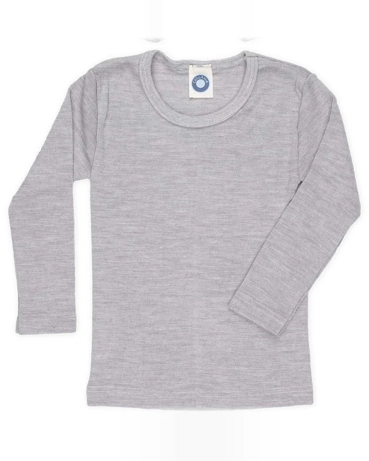 Cosilana - Langarmshirt Wolle Seide hellgrau