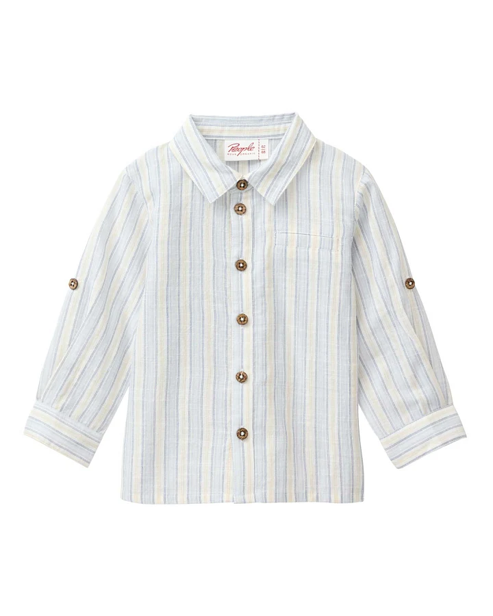 People Wear Organic - Hemd hellblau gestreift