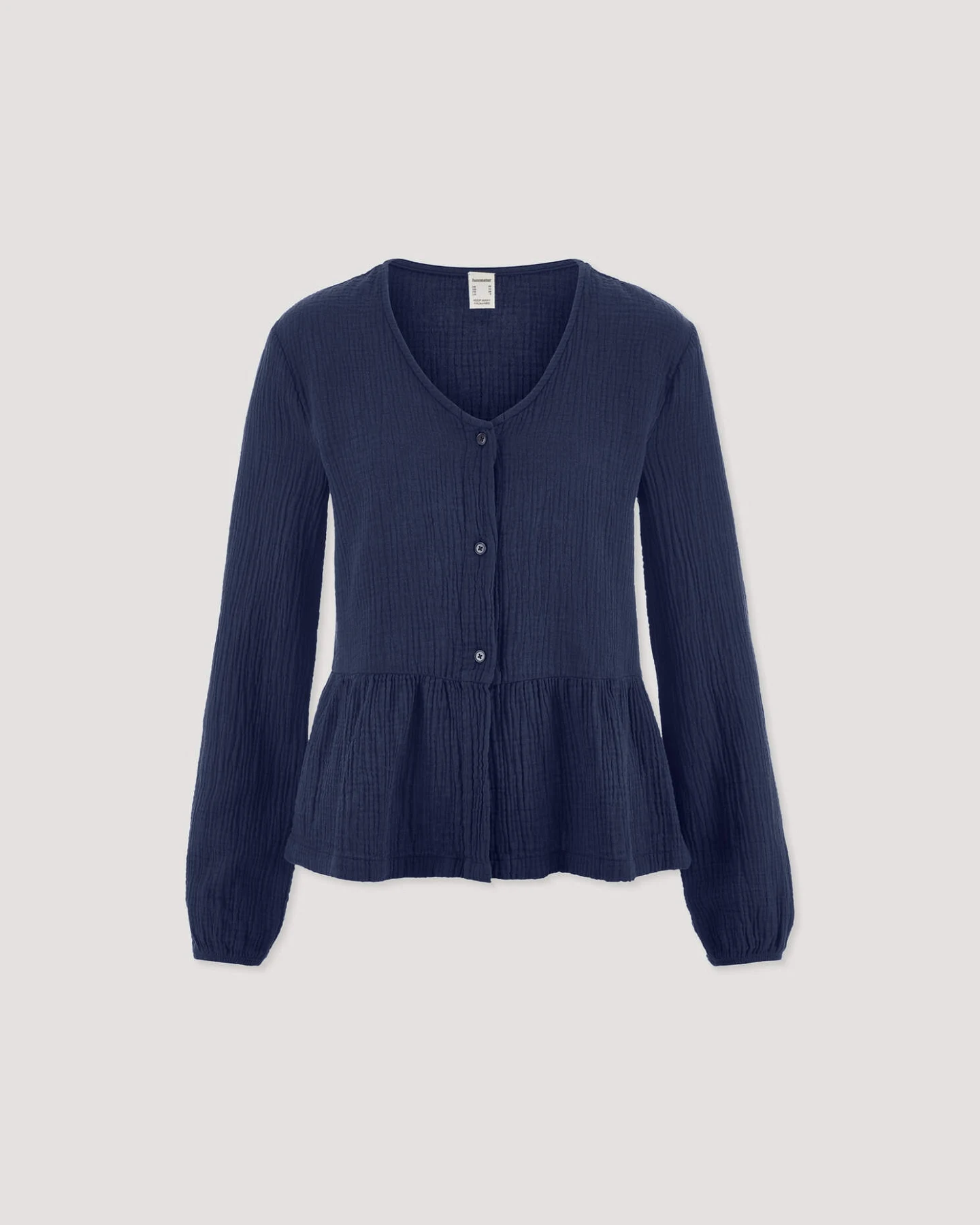 hessnatur Damen Musselin Pyjamabluse PURE COMFORT aus Bio-Baumwolle - blau - Größe 44 – Ansicht 3
