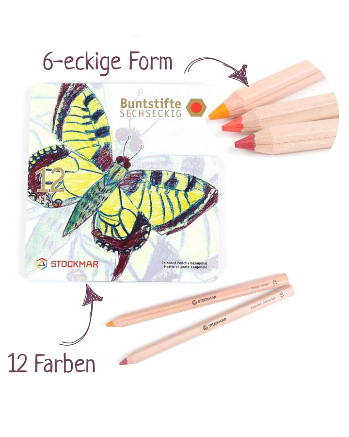 Stockmar - Dicke Buntstifte 6-eckig 12 Farben