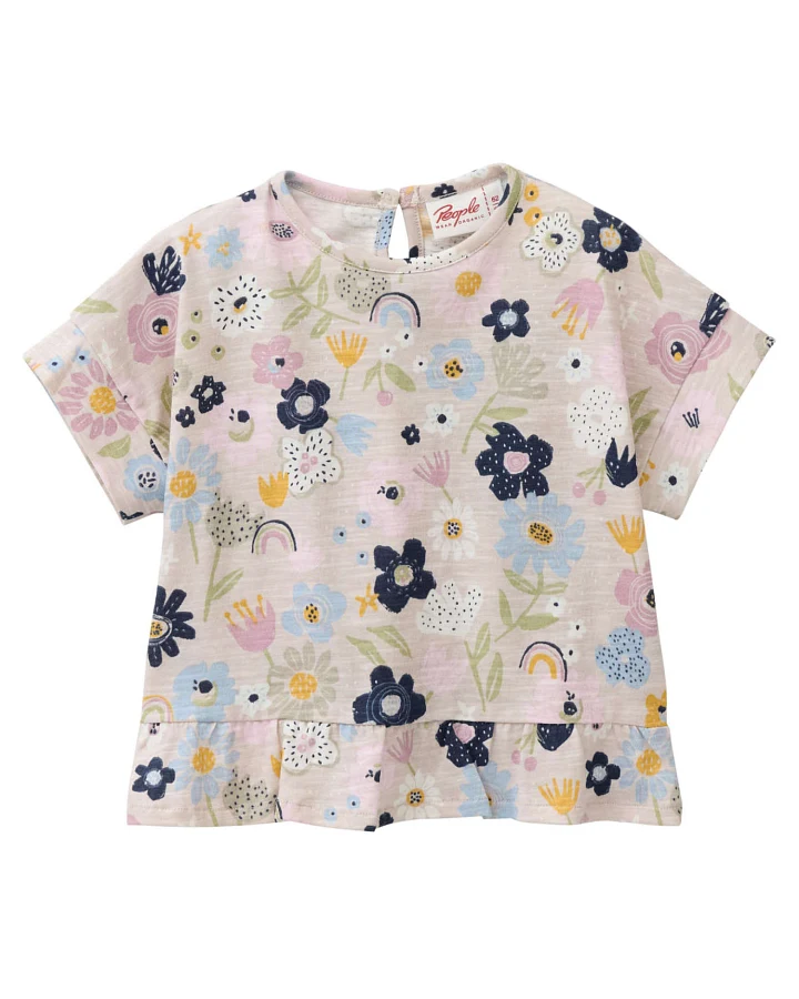 People Wear Organic - T-Shirt "Bunte Blüten" hellrosa