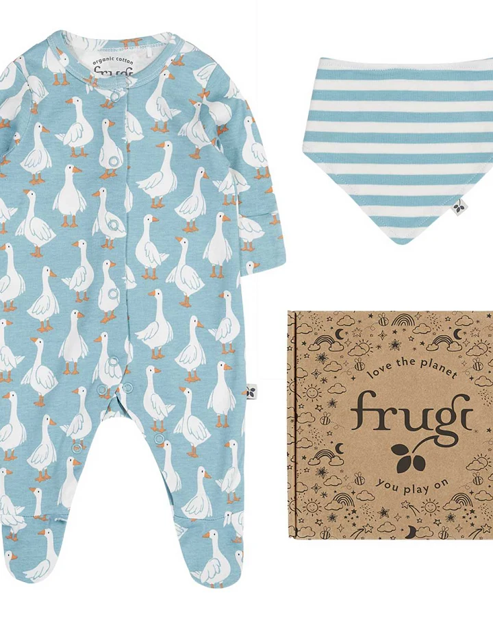 Frugi - Geschenke-Set "Gans" hellblau
