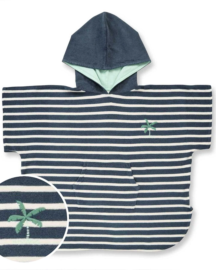 Sense Organics - Badeponcho "Palme" dunkelpetrol 92-104