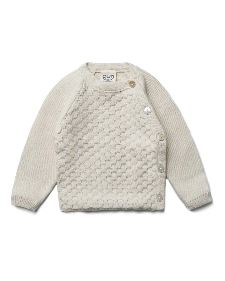 puri organic - Wickeljacke "Ajour" mit Seide ecru