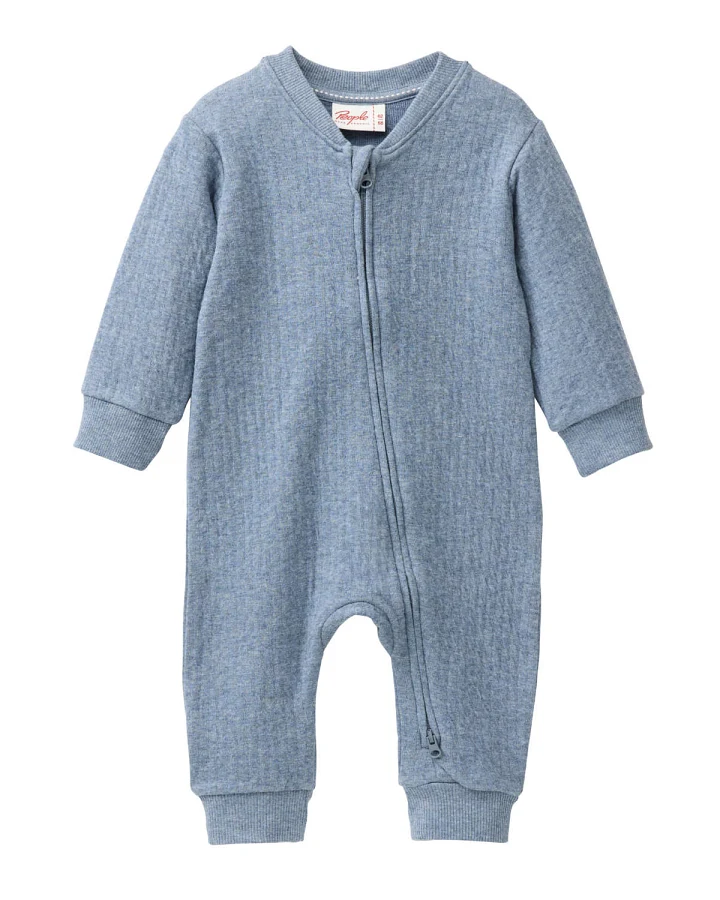 People Wear Organic - Schlafstrampler "Struktur" rauchblau melange