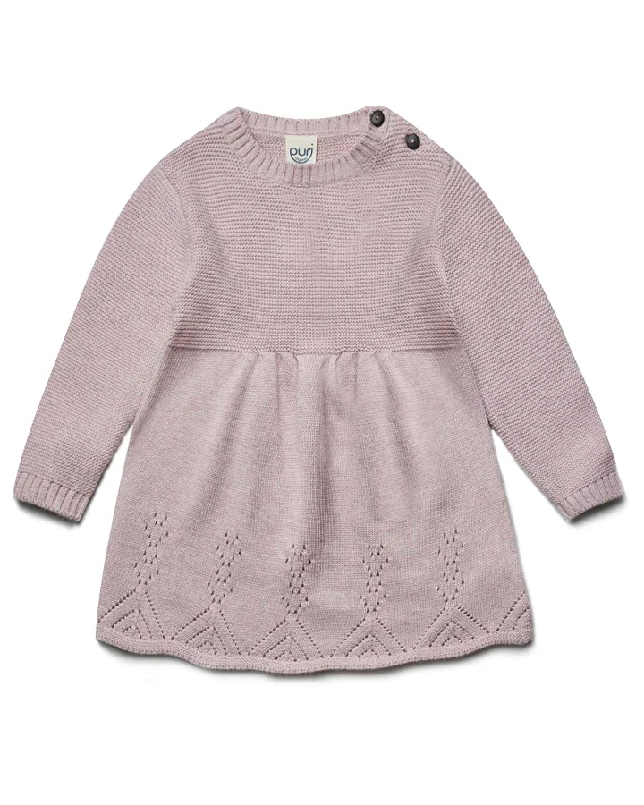 puri organic - Strick-Kleid mit Schurwolle rosa