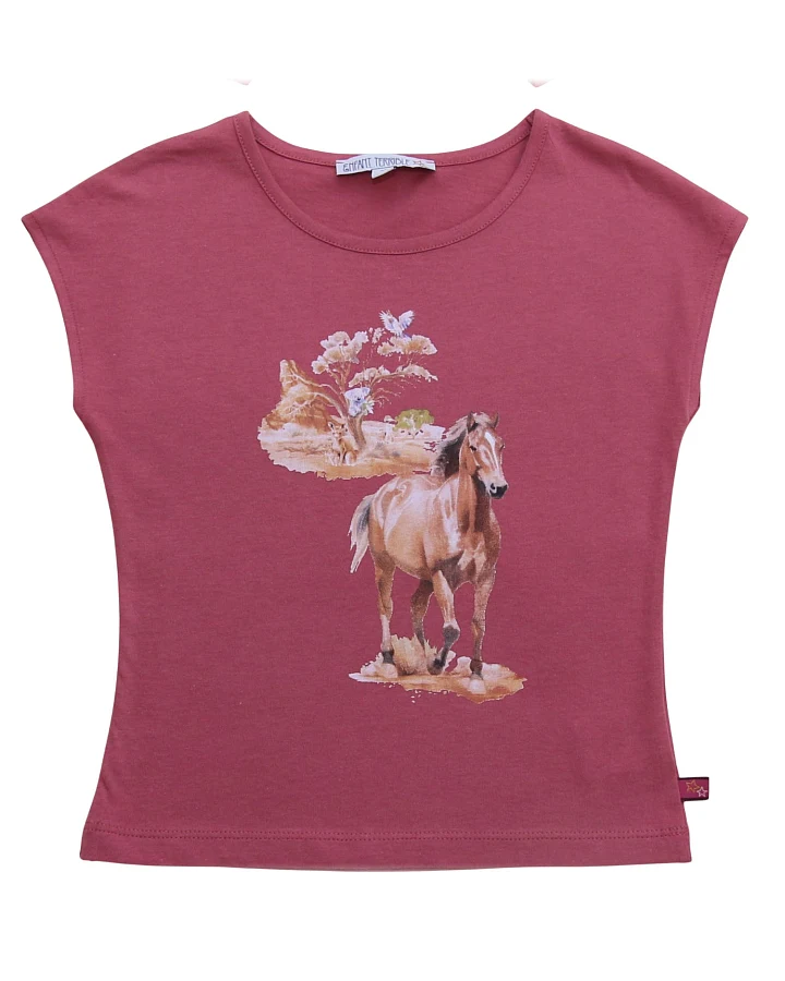 Enfant Terrible - Shirt "Pferd" dunkelrosa