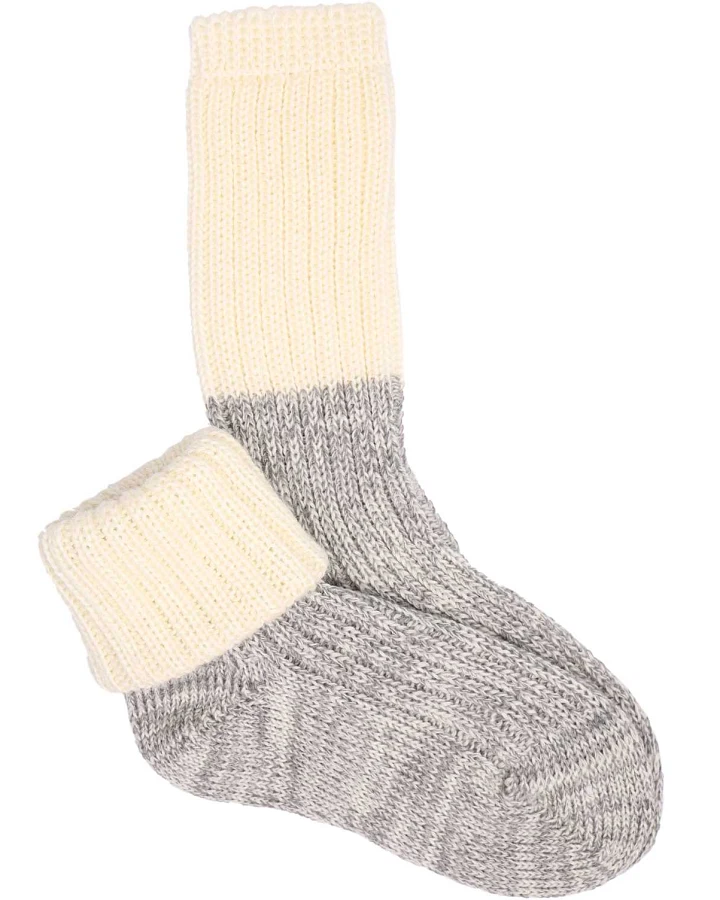 Grödo Strumpfwaren - Stricksocken Wolle grau meliert 23/24