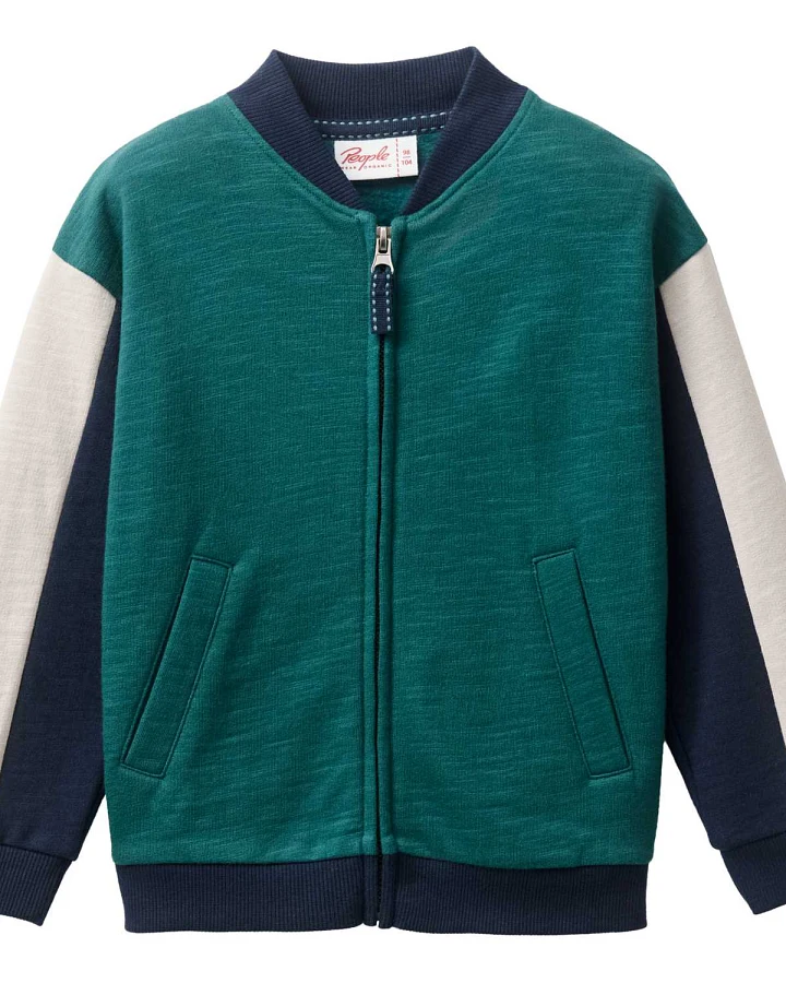People Wear Organic - Sweatjacke "Adventure" tiefseegrün