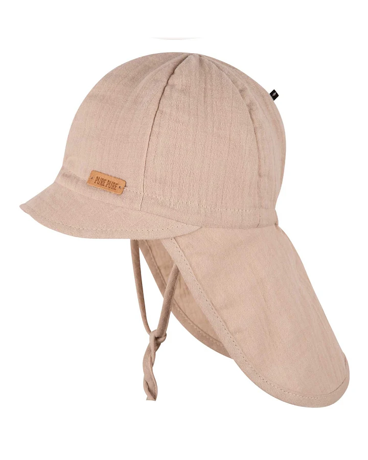 Pure Pure by Bauer - Musselin-Sonnenhut mit Nackenschutz UV taupe