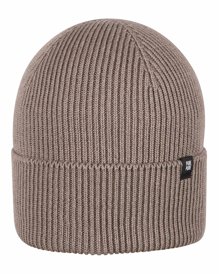Pure Pure by Bauer - Strickmütze mit Merinowolle/Seide stein-grau