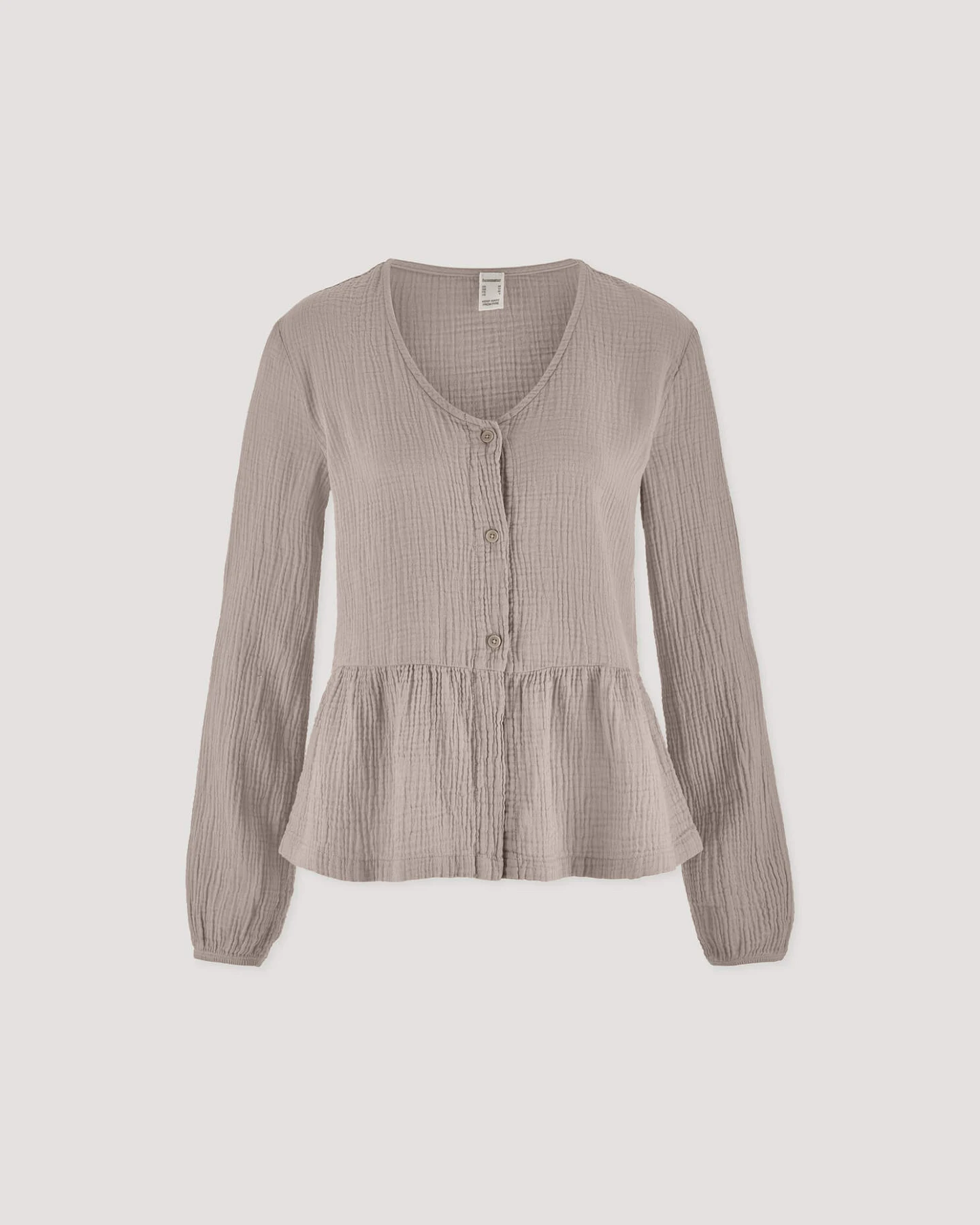 hessnatur Damen Musselin Pyjamabluse PURE COMFORT aus Bio-Baumwolle - beige - Größe 44 – Ansicht 4