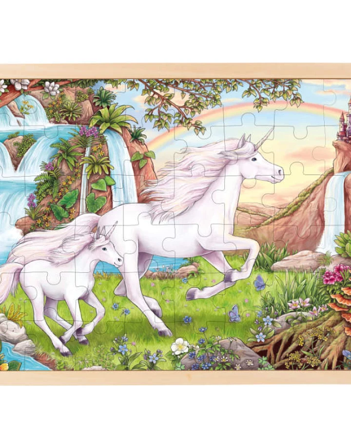 goki - Rahmenpuzzle Holz "Einhorn", 48 Teile
