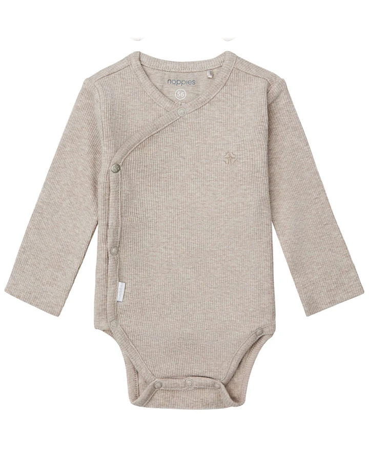 Noppies - Wickelbody "Ripp" taupe melange