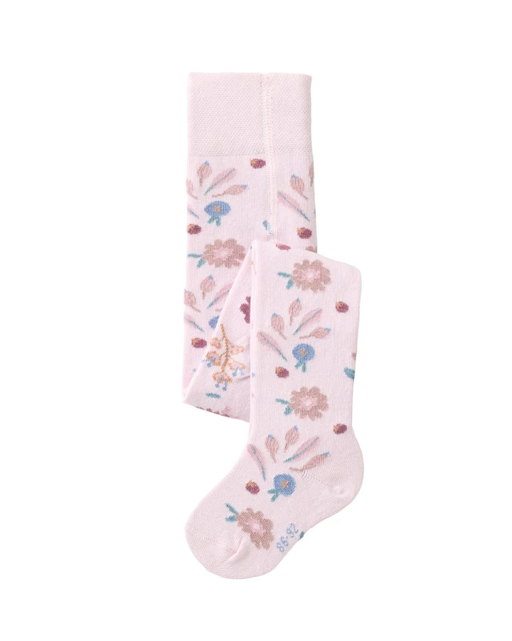 People Wear Organic - Strumpfhose "Blumen" rosa