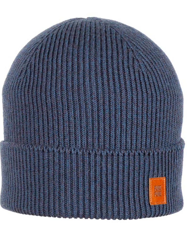 Pure Pure by Bauer - Strickmütze mit Merinowolle und Seide dark-denim