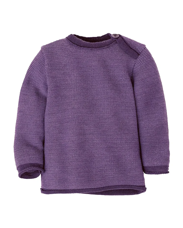Disana - Melange-Pullover Merinowolle Aubergine