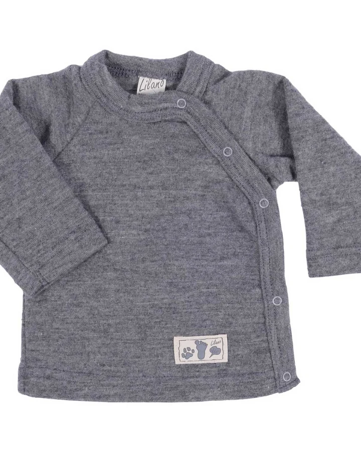 Lilano - Wickelshirt Wolle Seide grau