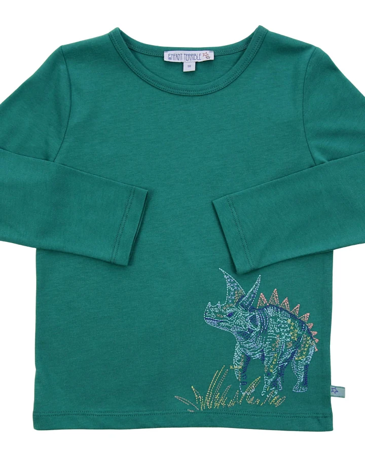 Enfant Terrible - Langarmshirt "Dino-Triceratops" smaragd