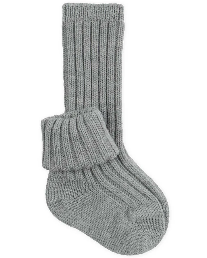 Grödo Strumpfwaren - Wollstricksocken Baby grau