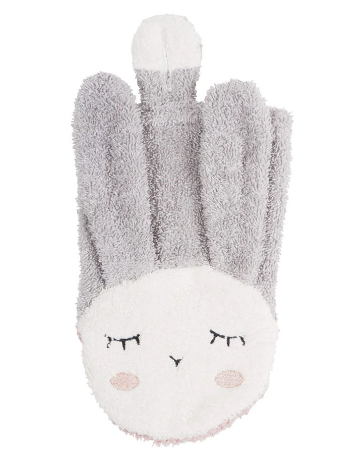 kikadu - Waschlappen Hase Silbergrau