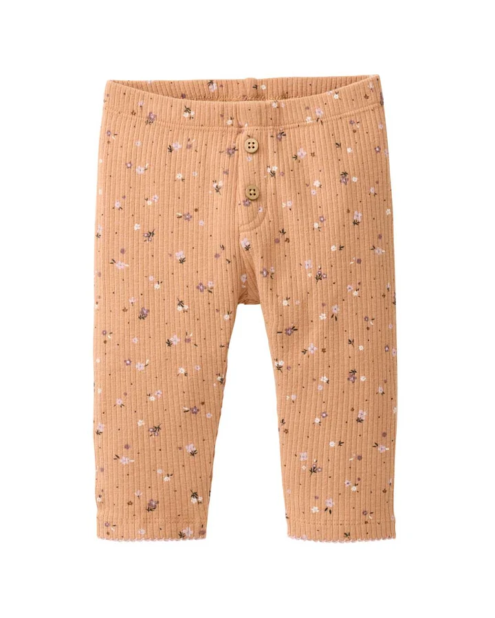 People Wear Organic - Ripp-Leggings "Blümchen" karamell