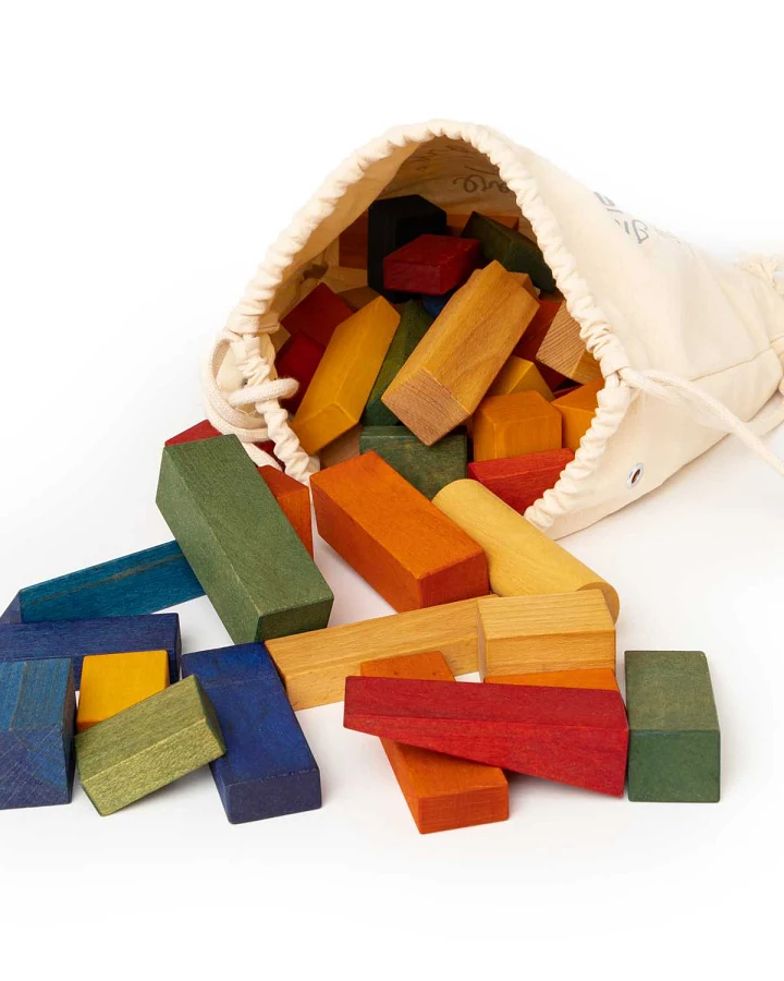 Wooden Story - Bauklötze Regenbogen XL, 30 Teile im Sack