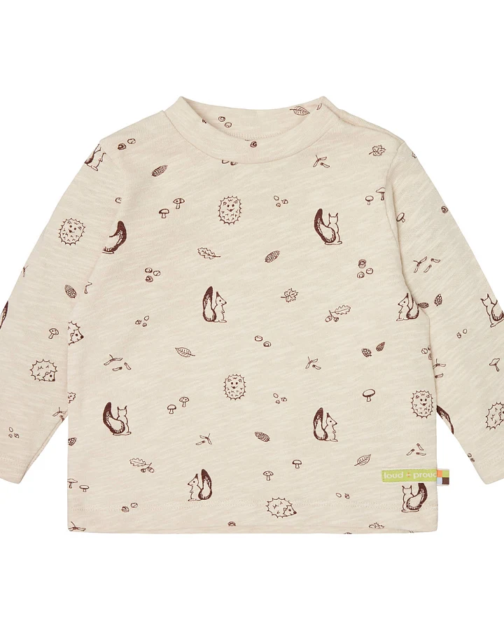 loud + proud - Langarmshirt "Waldleben" hellbeige