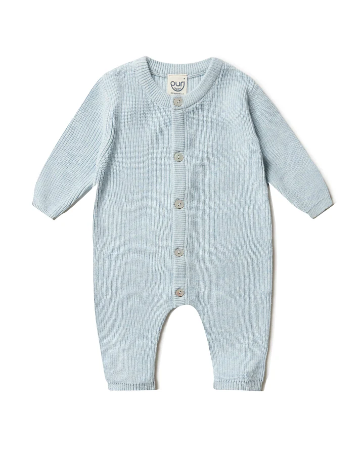 puri organic - Strickoverall mit Seide hellblau