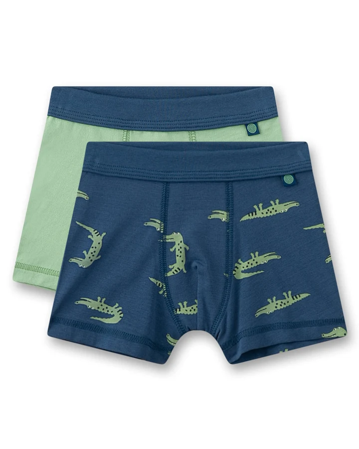 Sanetta - Boxershorts 2er-Pack "Krokodil" grün-blau