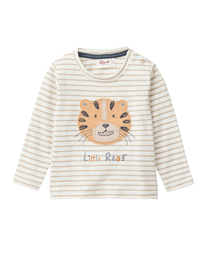 People Wear Organic - Langarmshirt "Tiger" dunkelsand geringelt