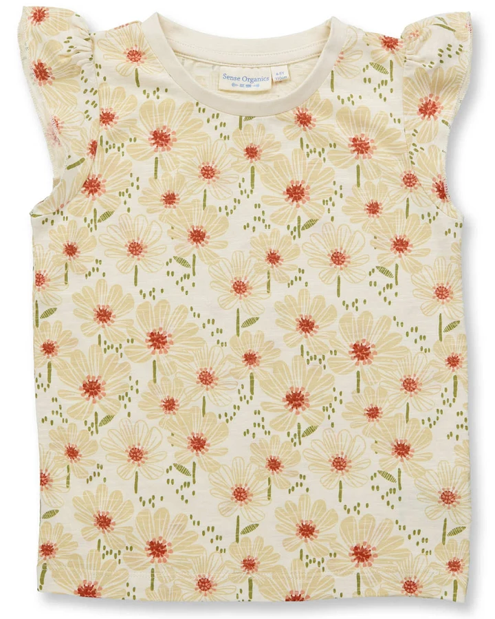 Sense Organics - Shirt mit Flügelarm "Flowers" natur