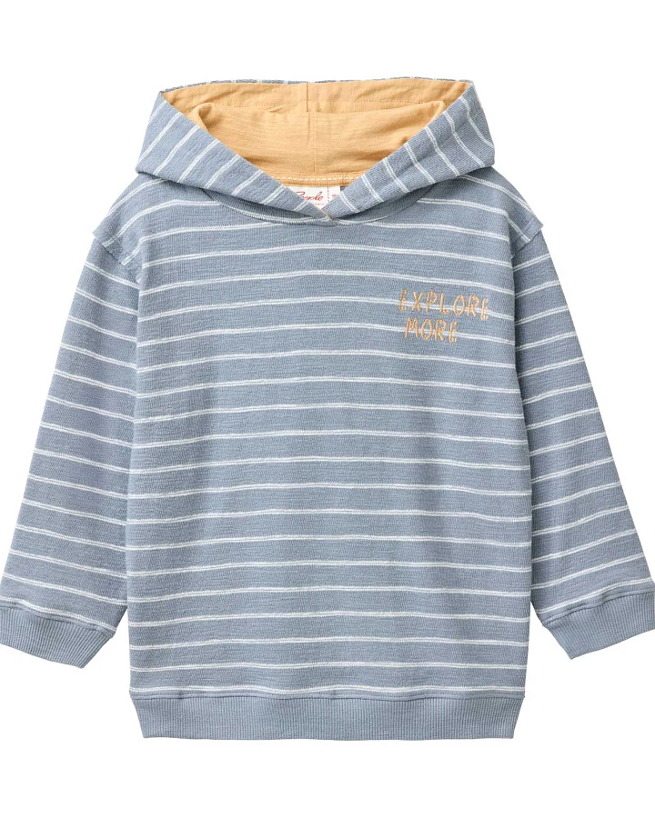 People Wear Organic - Sweat-Hoodie "explore more" blaugrau