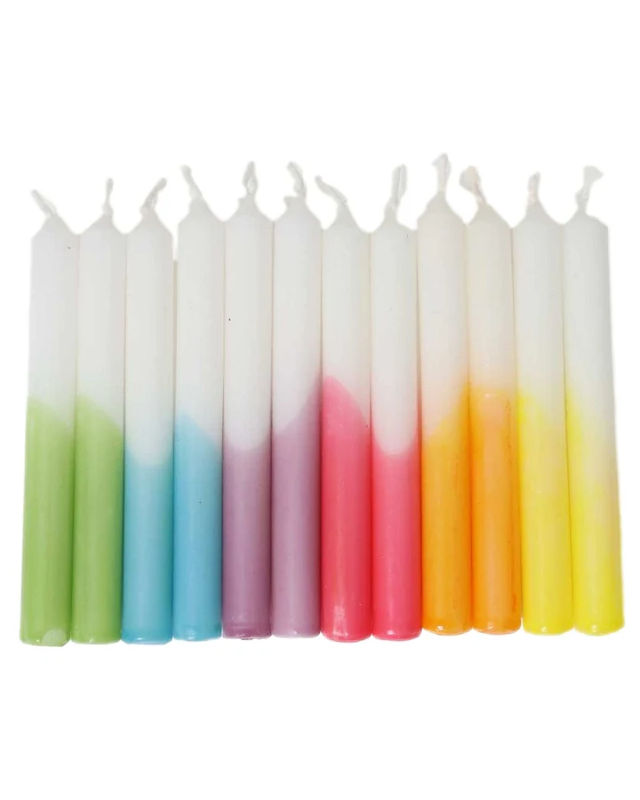 Grimms - Kerzen Dip-Dye Regenbogen (12Stk.)