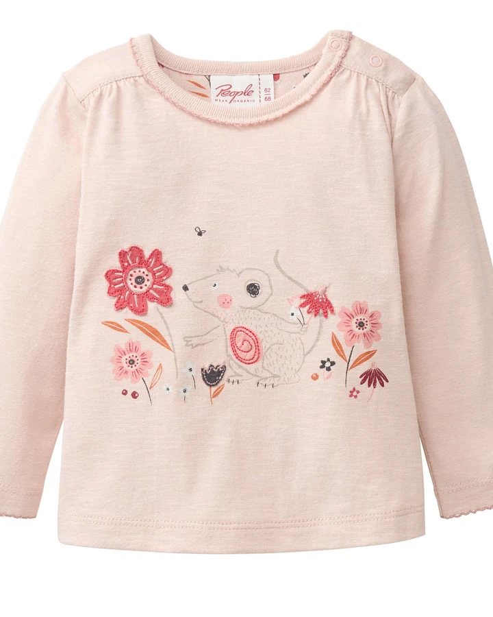 People Wear Organic - Langarmshirt "Maus" puderrosa